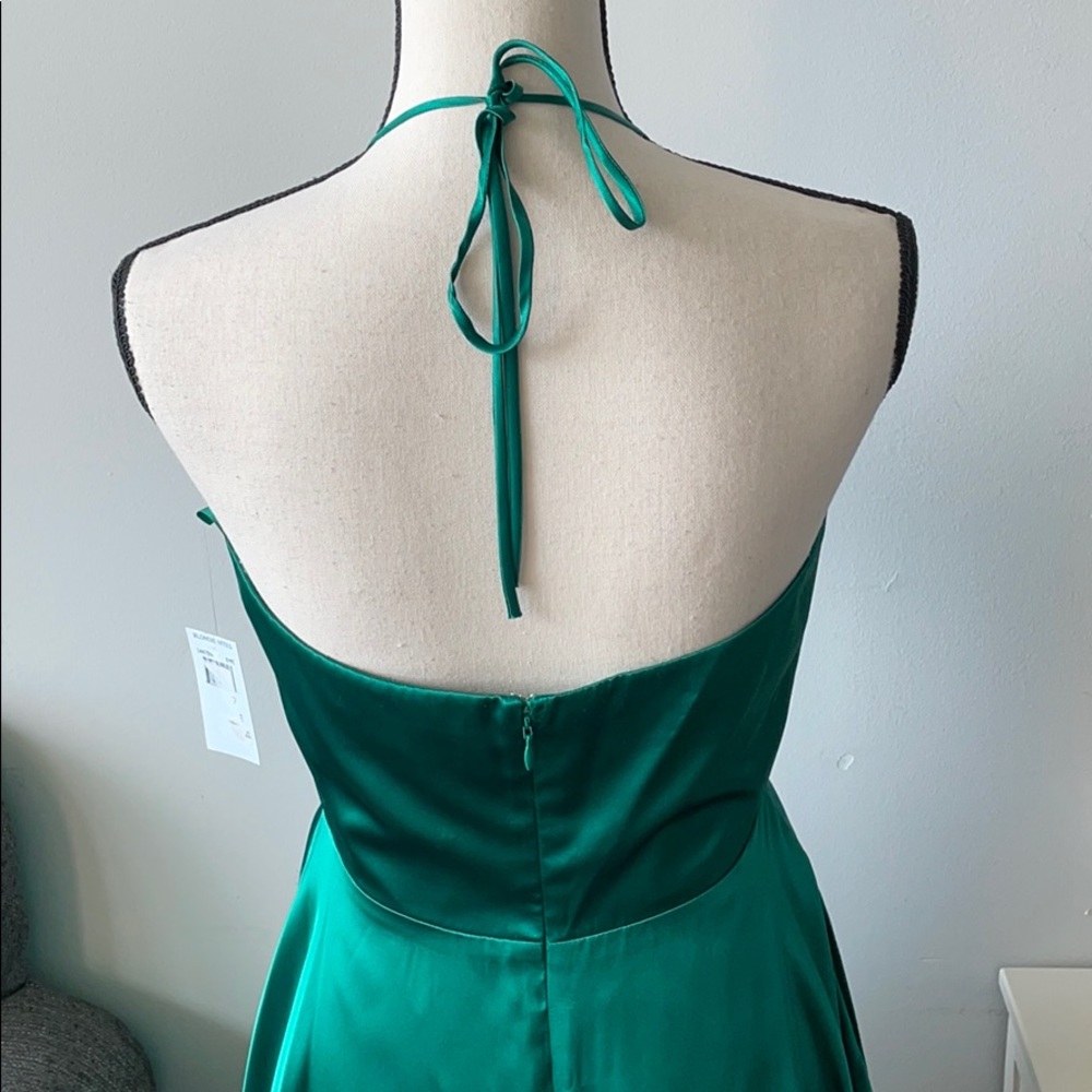 Blondie Nites Green V Neck Halter Style Fit and Flare Dress 7 Small - Picture 7 of 10